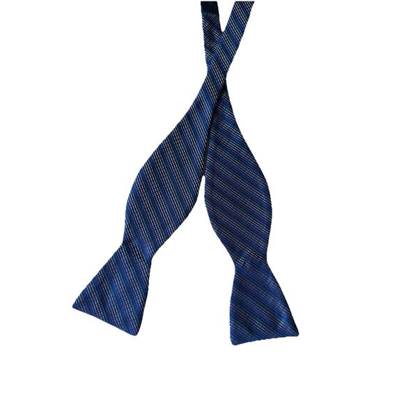 Reversible Bow Tie Plaid Geometric Diamond Point Self-Tie Adjustable Silk Blend - Picture 7 of 8